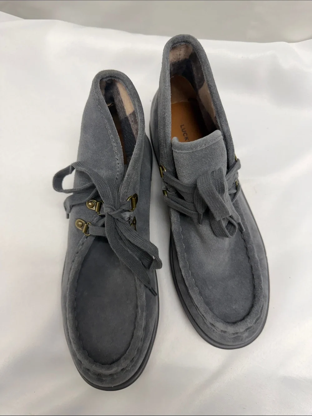Lucky Brand Gray Suede Chukka Mule Boots